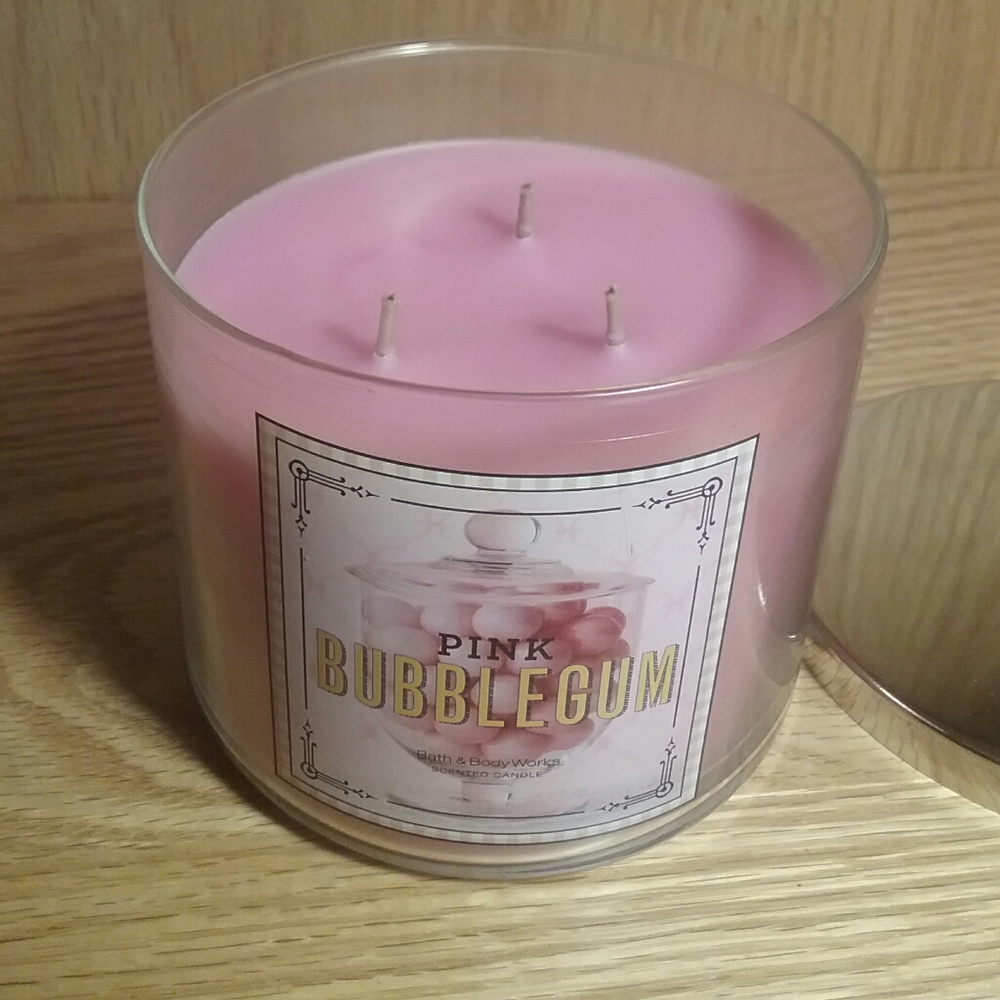 Pink Bubblegum Candle Bath Body Works 3 wick